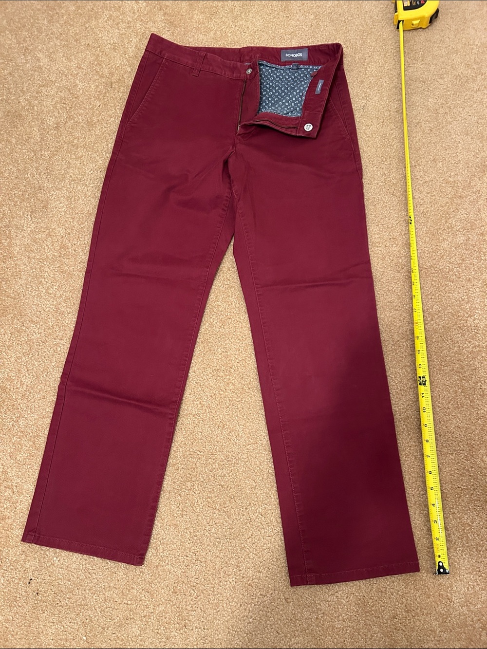 Bonobos Men's Burgundy Straight Chinos